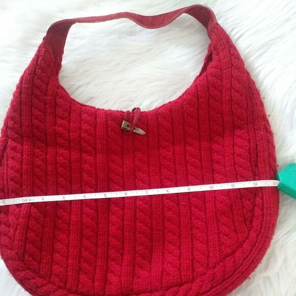 GAP Sweater Handbag Cable Knit Wool lambswol hobo Purse red - Picture 8 of 9